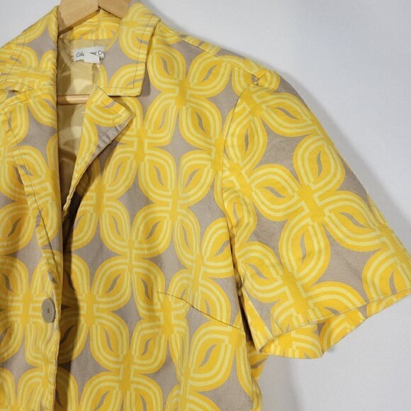 Coldwater Creek Women's La Playa Yellow Floral Short Sleeve Jacket Size 16 - Picture 3 of 16